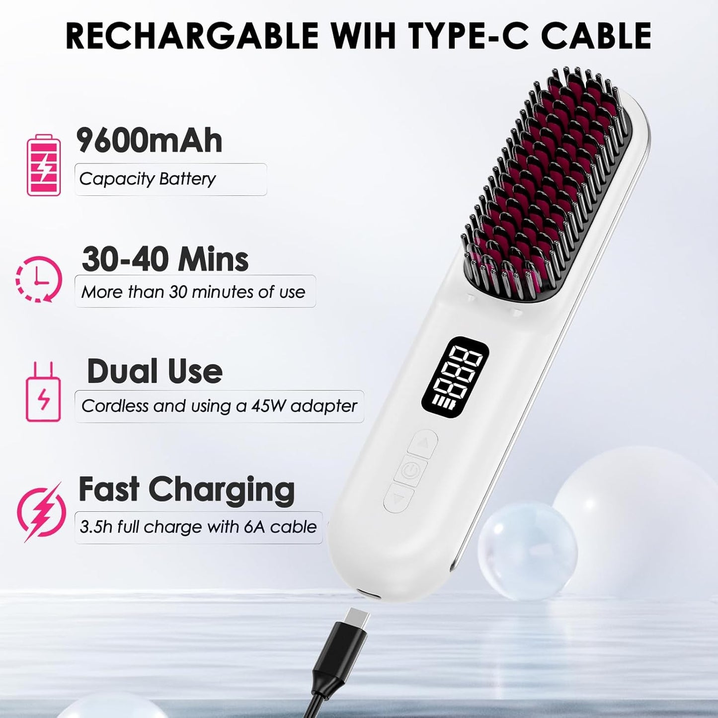 Cordless Hair Straightener Brush - TameLuxe