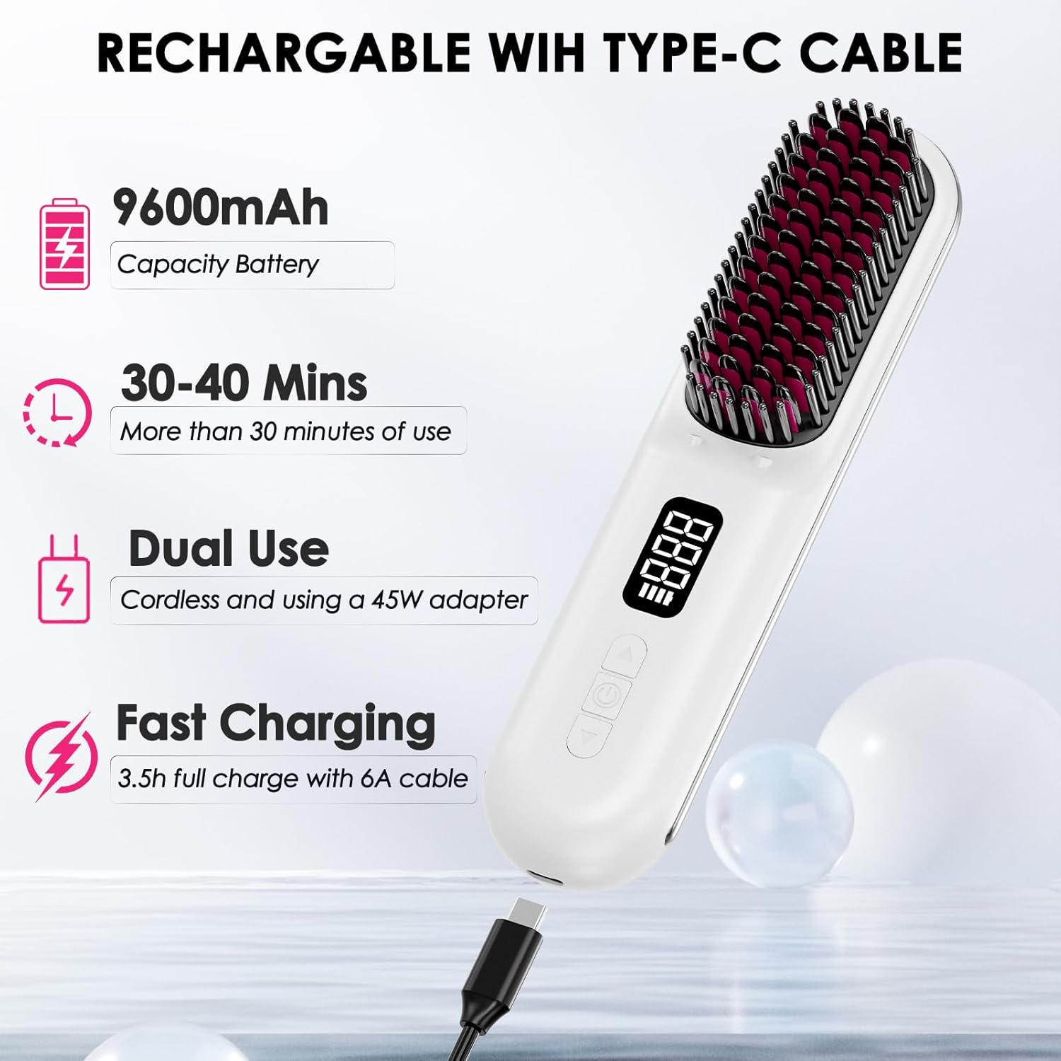 Cordless Hair Straightener Brush - TameLuxe